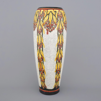 A tall Boch Keramis crackle glaze vase by Charles Catteau, ca. 1930